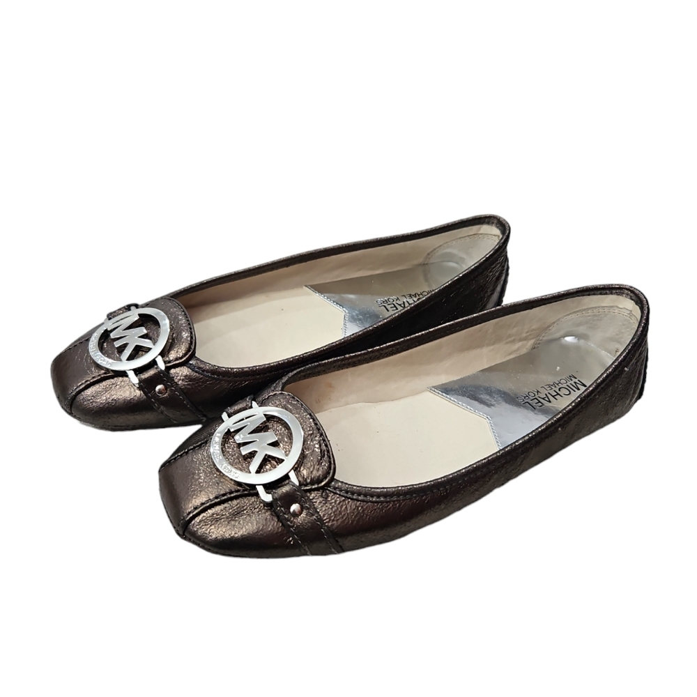 Michael Kors Logo Silver Grey Leather Shoes